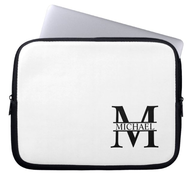 Housse Pour Ordinateur Portable Monogramme et nom personnalisés (Devant)