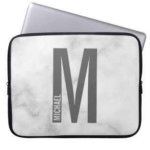 Housse Pour Ordinateur Portable Monogramme et nom personnalisés modernes