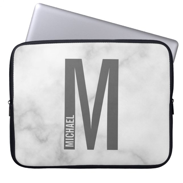 Housse Pour Ordinateur Portable Monogramme et nom personnalisés modernes (Devant)