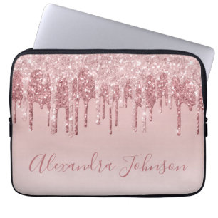 Housse Pour Ordinateur Portable Monogramme étincelant rose or