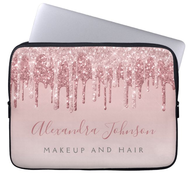 Housse Pour Ordinateur Portable Monogramme étincelant rose or (Devant)