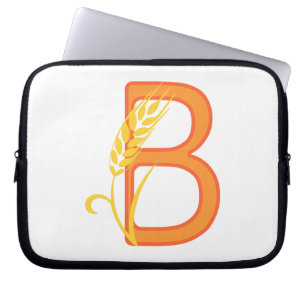 Housse Pour Ordinateur Portable monogramme floral B lettre majuscule