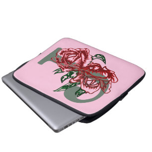 Housse Pour Ordinateur Portable monogramme floral lettre majuscule J