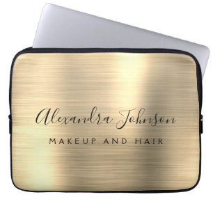 Housse Pour Ordinateur Portable Monogramme métallique professionnel Gold