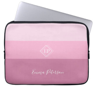 Housse Pour Ordinateur Portable Monogramme minimaliste Nom du script Pinky