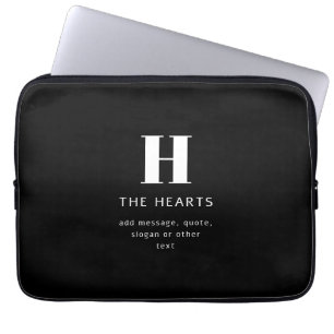 Housse Pour Ordinateur Portable Monogramme moderne modifiable Nom et message   Noi