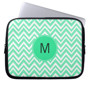 Housse Pour Ordinateur Portable Monogramme Monnaie de mer vert Motif Ziggag