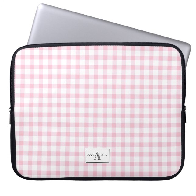 Housse Pour Ordinateur Portable Monogramme Motif En vichy Plidé (Devant)