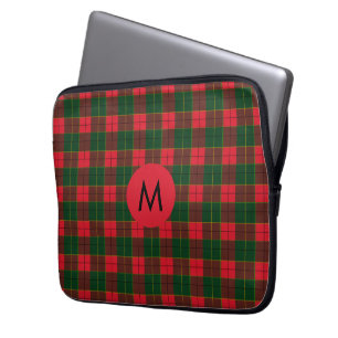 Housse Pour Ordinateur Portable Monogramme motif Tartan des Fêtes d'Hiver écossais