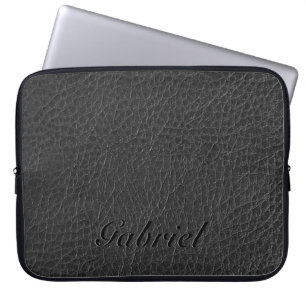 Housse Pour Ordinateur Portable Monogramme noir en cuir de renard usé