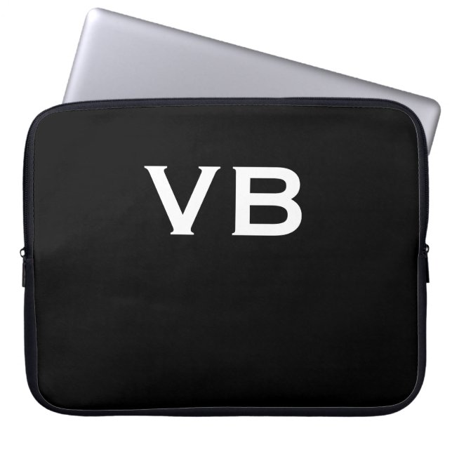 Housse Pour Ordinateur Portable Monogramme noir et blanc simple (Devant)
