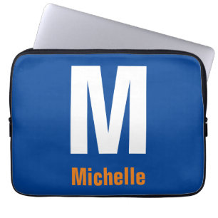 Housse Pour Ordinateur Portable Monogramme Nom propre Initiale moderne Plaine mini