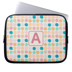 Housse Pour Ordinateur Portable Monogramme Pastel à Points