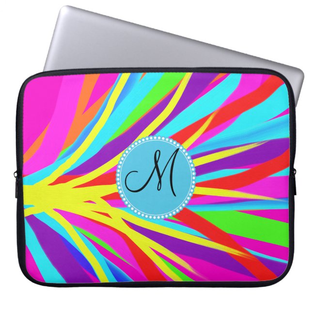 Housse Pour Ordinateur Portable Monogramme Personnalisé Vivid Couleur Peinture Bru (Devant)