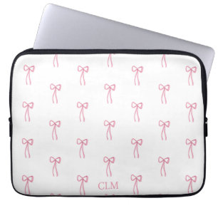 Housse Pour Ordinateur Portable Monogramme Petit Bow Rose