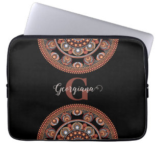 Housse Pour Ordinateur Portable Monogramme Safari Sunset Bohemian Dot Mandala