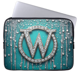 Housse Pour Ordinateur Portable Monogramme W sur paillettes qui dégoulinent de cou