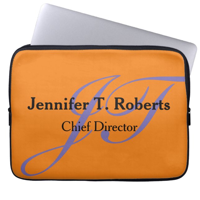 Housse Pour Ordinateur Portable Monographie de script gris clair moderne (Devant)