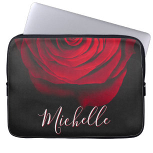 Housse Pour Ordinateur Portable Monographie personnalisée rouge rose vintage photo