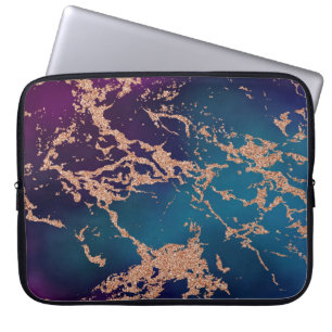 Housse Pour Ordinateur Portable Moody Marble   Deep Luxe Purple Turquoise Rose Gol