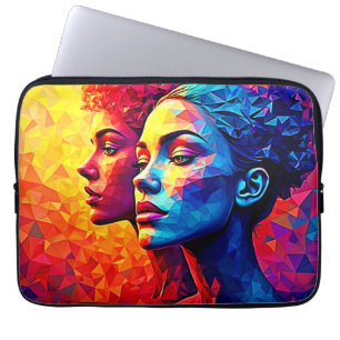 Housse Pour Ordinateur Portable Mosaïque de visages vibrants Impression abstraite