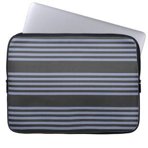 Housse Pour Ordinateur Portable Motif à cinq bandes bleu-gris et charbon
