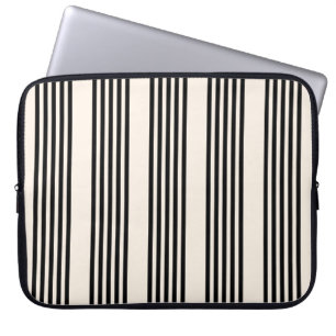 Housse Pour Ordinateur Portable Motif à cinq bandes noir et beige