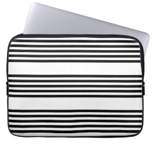 Housse Pour Ordinateur Portable Motif à cinq bandes noir et blanc