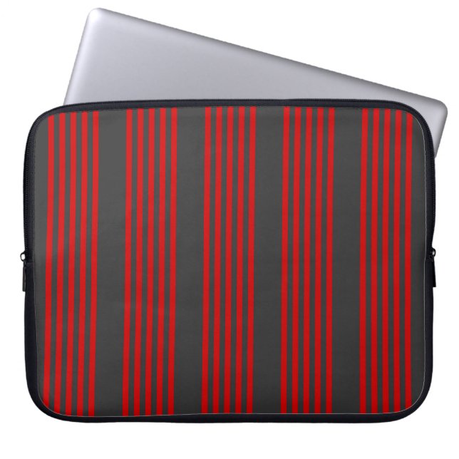 Housse Pour Ordinateur Portable Motif à cinq bandes rouge et charbon de bois (Devant)