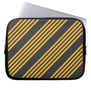 Housse Pour Ordinateur Portable Motif à cinq bandes Sunny jaune et charbon de bois