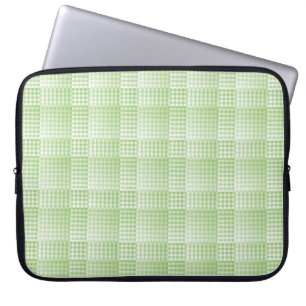 Housse Pour Ordinateur Portable Motif abstrait damier vert blanc