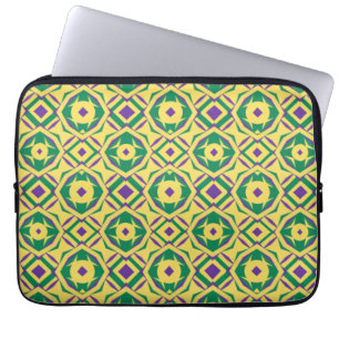 Housse Pour Ordinateur Portable Motif abstrait jaune vert violet avec diamants