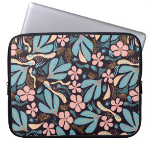 Housse Pour Ordinateur Portable Motif abstrait, motif floral, dos foncé