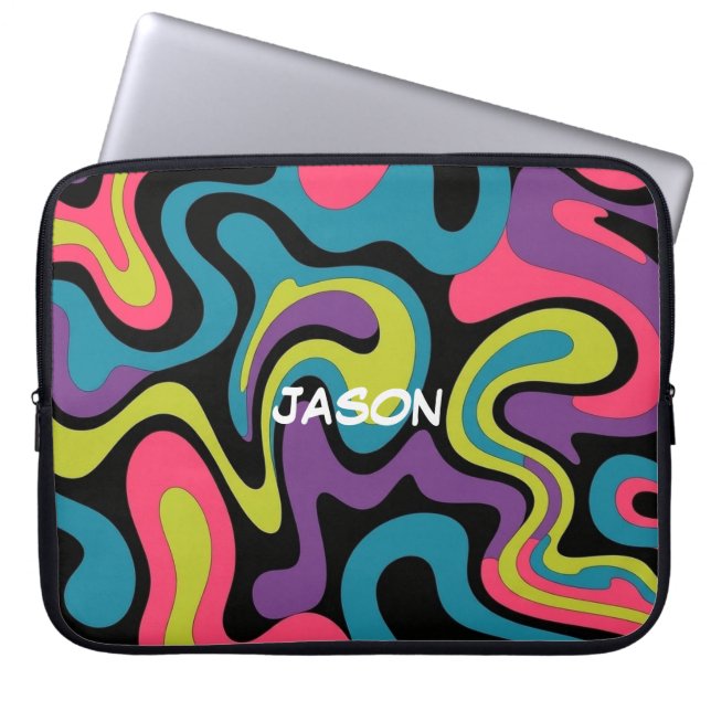 Housse Pour Ordinateur Portable Motif Abstrait Néo Personnalisé — Design Rétro (Devant)