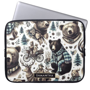 Housse Pour Ordinateur Portable Motif Animaux d'hiver vintages