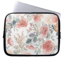 Motif aquarelle floral jardin corail rose