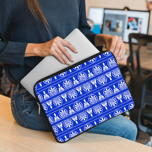 Housse Pour Ordinateur Portable Motif arabe grec méditerranéen bleu