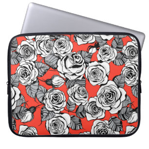 Housse Pour Ordinateur Portable Motif blanc roses
