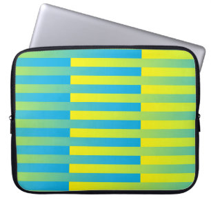 Housse Pour Ordinateur Portable Motif bleu jaune vert rayé