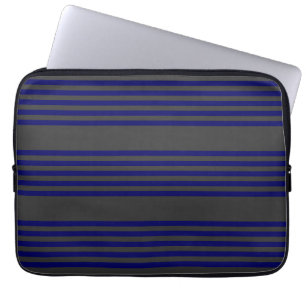Housse Pour Ordinateur Portable Motif bleu marine et charbon cinq bandes