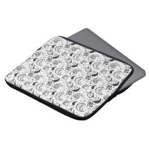 Housse Pour Ordinateur Portable Motif cachemire noir et blanc – Élégante œuvre d'a