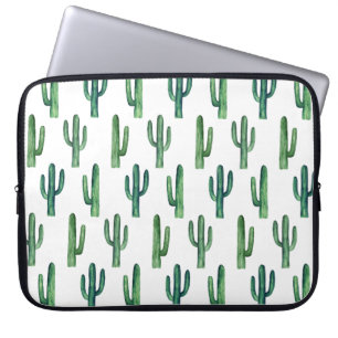 Housse Pour Ordinateur Portable Motif cactus vert aquarelle. Cactus verdoyants