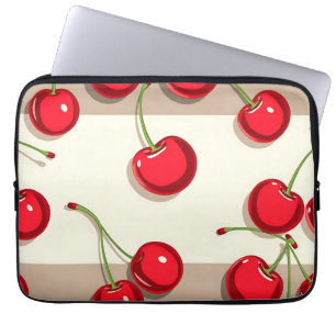 Housse Pour Ordinateur Portable Motif Cerise Gras Vibrations Rétro d'Été