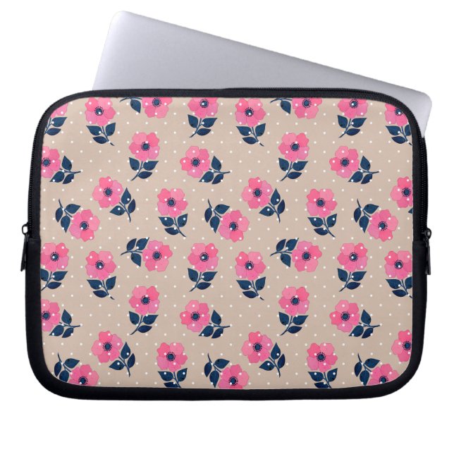 Housse Pour Ordinateur Portable Motif Chic Fleurs roses Shabby (Devant)