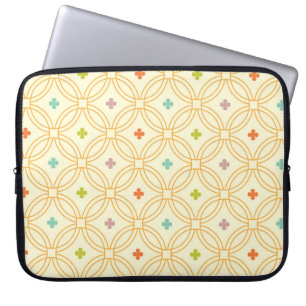 Housse Pour Ordinateur Portable Motif circulaire à verrouillage géométrique rétro