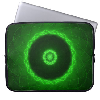 Housse Pour Ordinateur Portable Motif circulaire abstrait vert néon