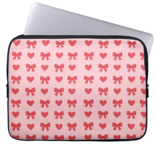 Housse Pour Ordinateur Portable Motif Cœurs Roses et Rubans Doux