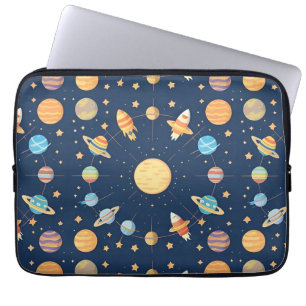 Housse Pour Ordinateur Portable Motif coloré sur le thème de l'espace avec des pla