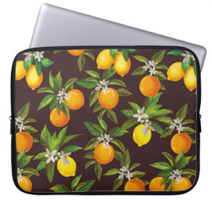 Housse Pour Ordinateur Portable Motif d'agrumes sans couture. Odeur vintage dessin