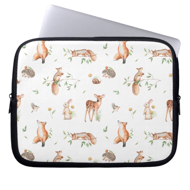Housse Pour Ordinateur Portable Motif d'amis animaux de bois mignon (Devant)